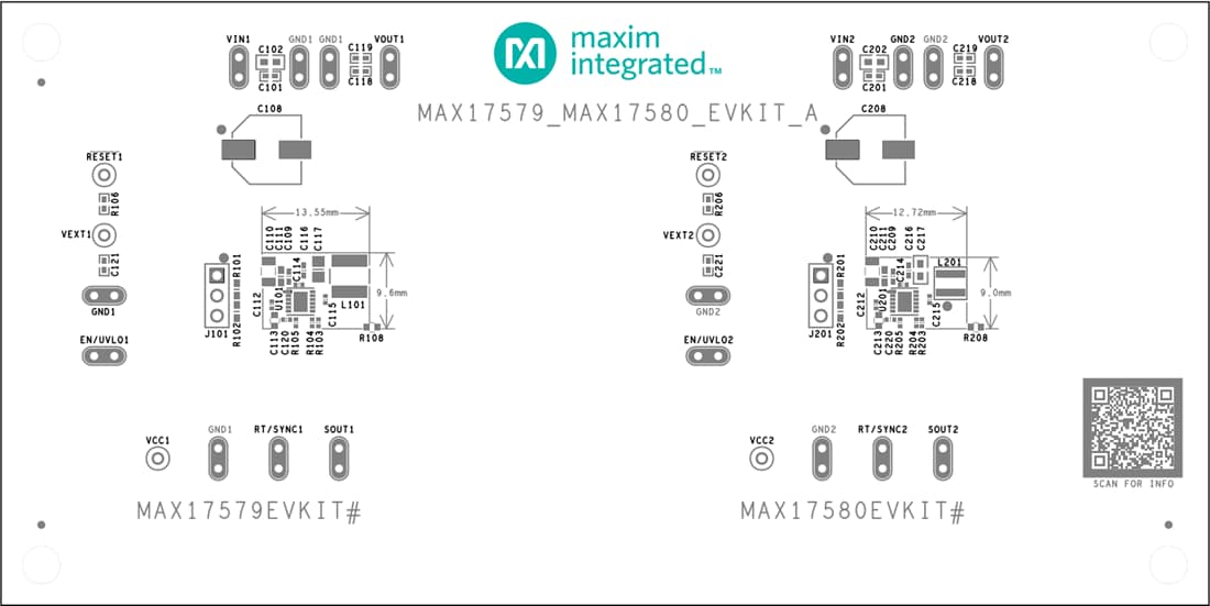 Plan mécanique - Analog Devices / Maxim Integrated Kits d’évaluation MAX17579EVKIT/MAX17580EVKIT