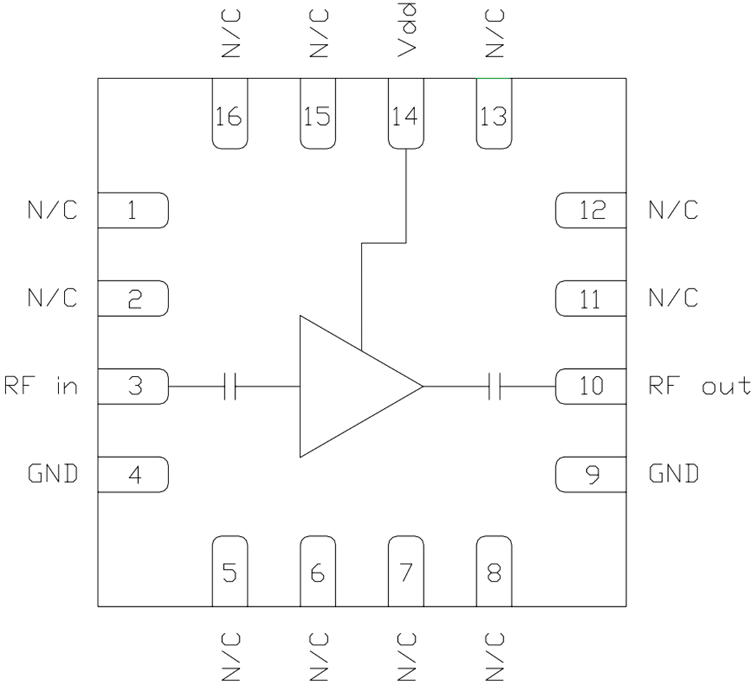 Schéma de principe - Qorvo Amplificateur à faible bruit 6 à 18 GHz CMD328K3