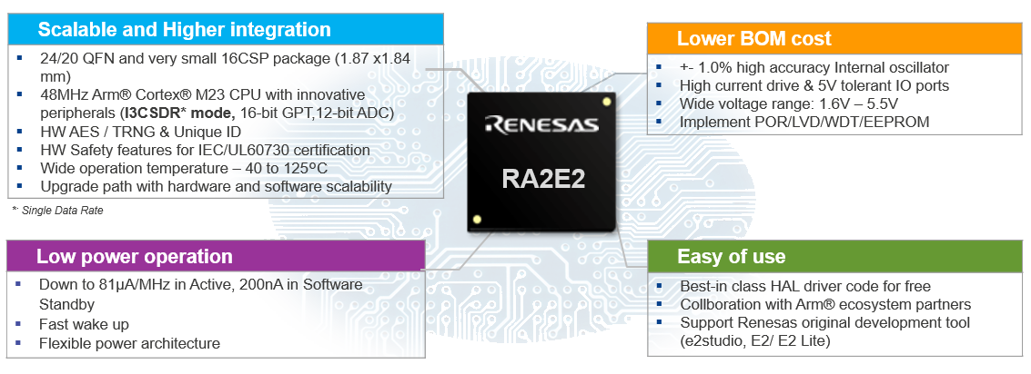 Renesas Electronics Groupe de microcontrôleurs 32 bits RA2E2