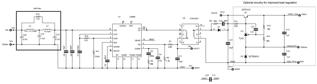 Schéma - STMicroelectronics Carte d'évaluation de convertisseur STEVAL-L6986IV1
