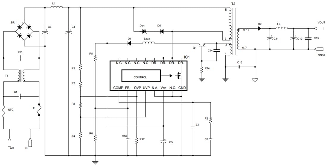 Schéma - STMicroelectronics Conception de référence de convertisseur STEVAL-VP318L2F