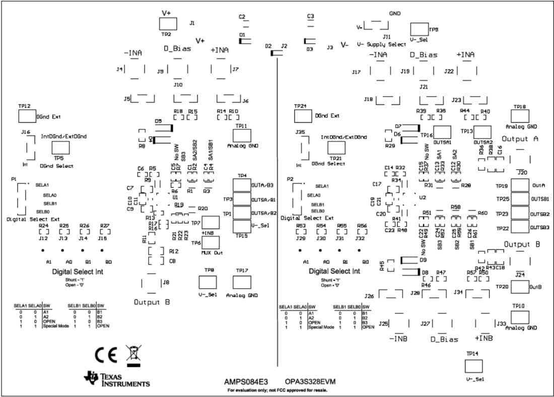 Plan mécanique - Texas Instruments Module d'évaluation (EVM) ampli-Op OPA3S328EVM