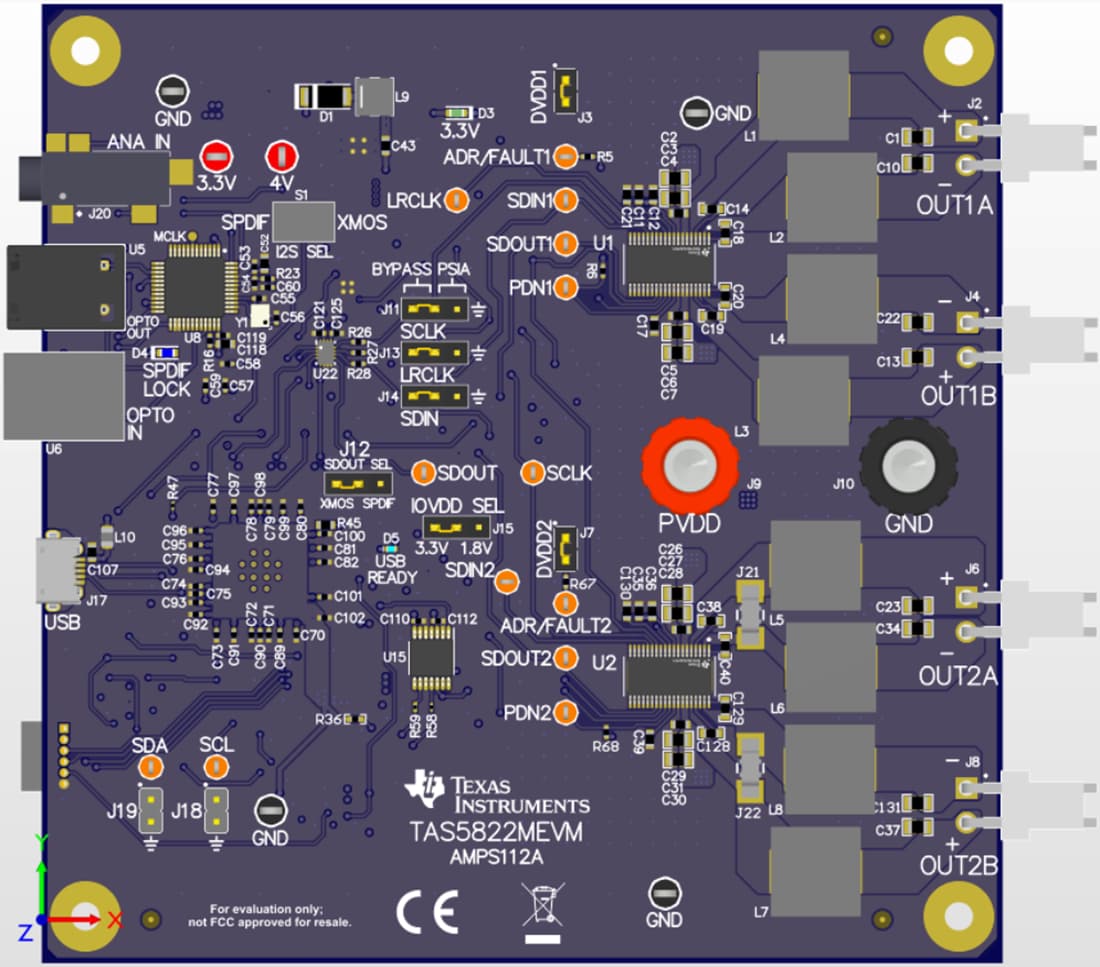 Plan mécanique - Texas Instruments Module d'évaluation (EVM) d'amplificateur TAS5822MEVM