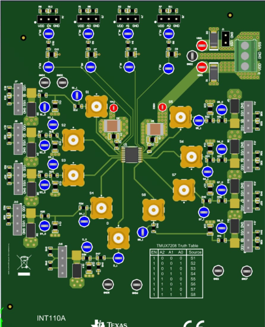 Plan mécanique - Texas Instruments Module d'évaluation (EVM) multiplexeur TMUX7208EVM
