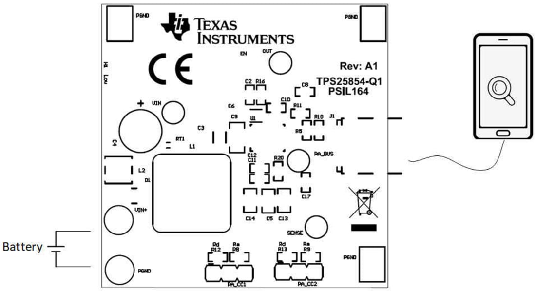 Plan mécanique - Texas Instruments Module d'évaluation de contrôleur TPS25854Q1EVM-164