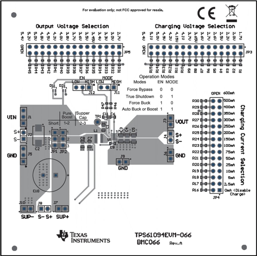 Plan mécanique - Texas Instruments Module d'évaluation de convertisseur TPS61094EVM-066