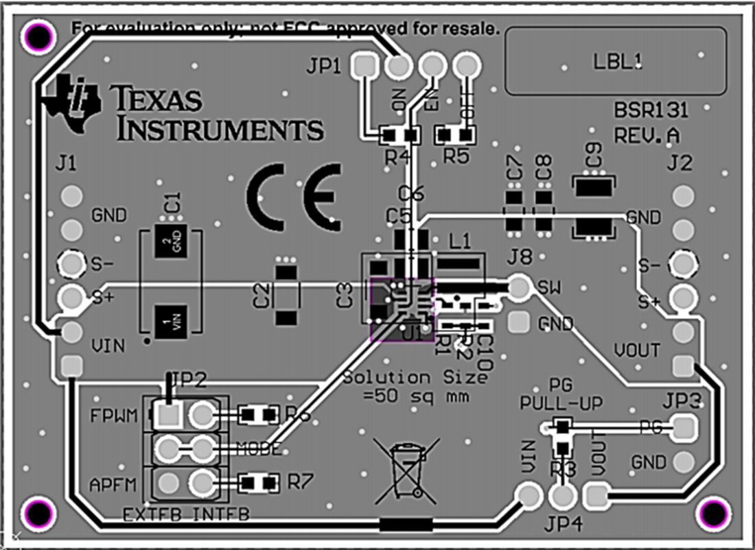 Plan mécanique - Texas Instruments Module d'évaluation de convertisseur TPS629210-Q1EVM
