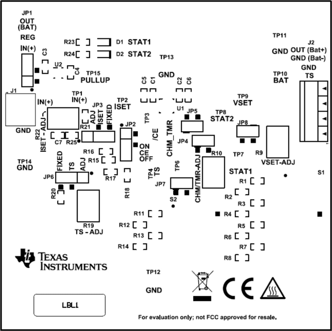 Plan mécanique - Texas Instruments Module d'évaluation (EVM) de chargeur bq25171EVM