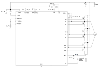 Schéma du circuit d'application - ROHM Semiconductor Pré-pilotes de moteur brushless BM64300MUV/BM64070MUV