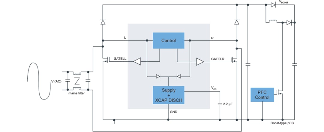 Schéma du circuit d'application - NXP Semiconductors Contrôleur à pont actif redresseur TEA2206T