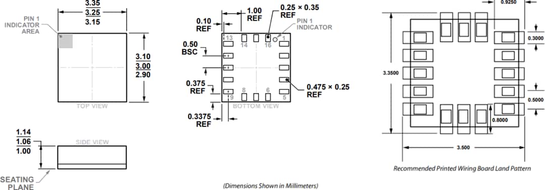Plan mécanique - Analog Devices Inc. Accéléromètre MEMS triaxial micro-puissance ADXL373
