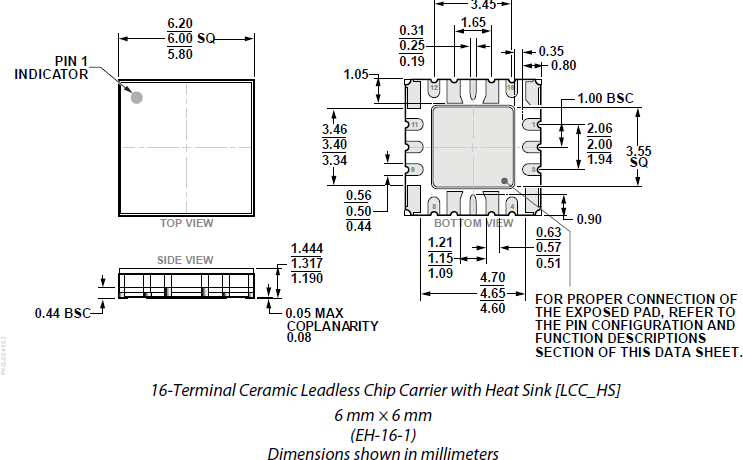 Plan mécanique - Analog Devices Inc. Multiplicateur de fréquence haut débit actif HMC8342 x2