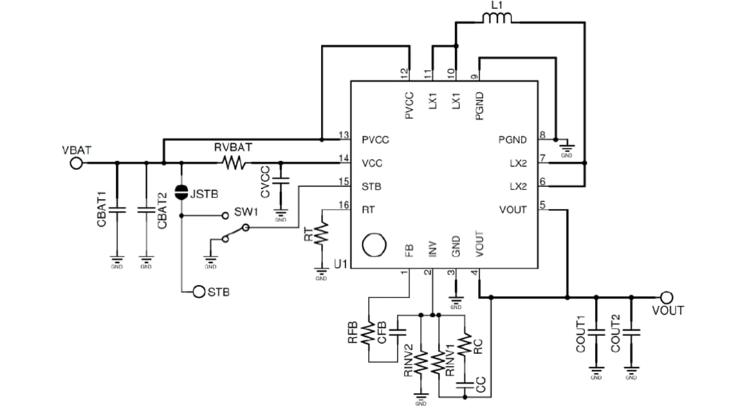 Schéma du circuit d'application - ROHM Semiconductor Carte d'évaluation BD8306MUV-EVK-001