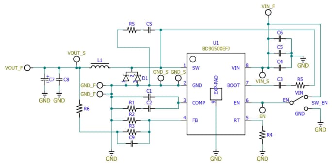 Schéma - ROHM Semiconductor Carte d'évaluation pour BD9G500EFJ