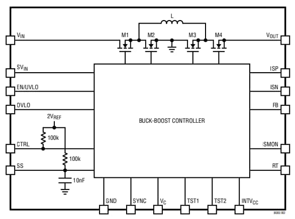 Schéma de principe - Analog Devices Inc. Régulateurs μModule® buck-boost LTM8083