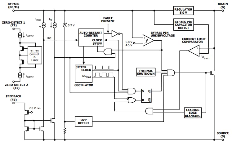 Block Diagram - Power Integrations LinkSwitch-TNZ Off-line Switcher ICs