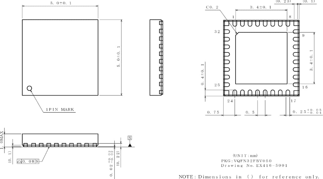 Plan mécanique - ROHM Semiconductor Pilote de segment LCD AEC-Q100 BU91796BMUF-M
