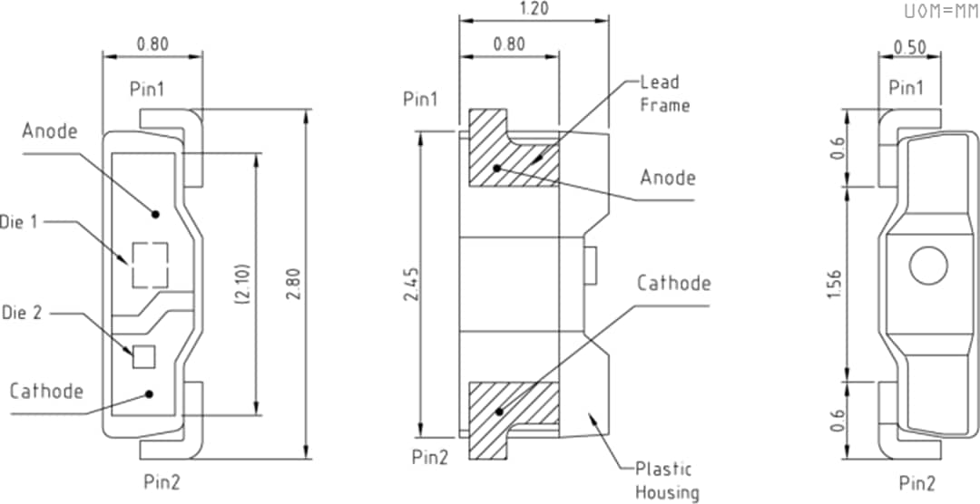 Plan mécanique - ams OSRAM Micro LED 2808 SIDELED®