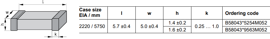 Plan mécanique - EPCOS / TDK Condensateurs CMS CeraLink™