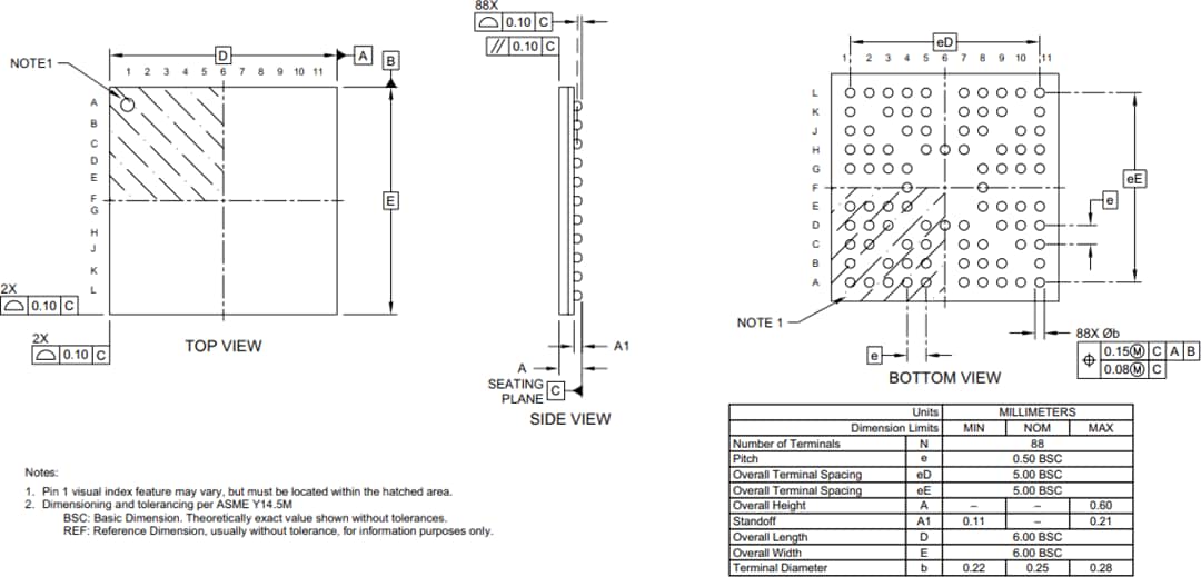 Plan mécanique - Microchip Technology Contrôleur tactile maXTouch® ATMXT448UD