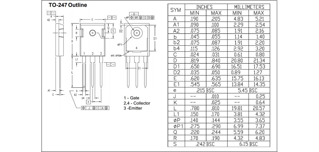Plan mécanique - IXYS IGBT à tranchée XPT™ GenX5™
