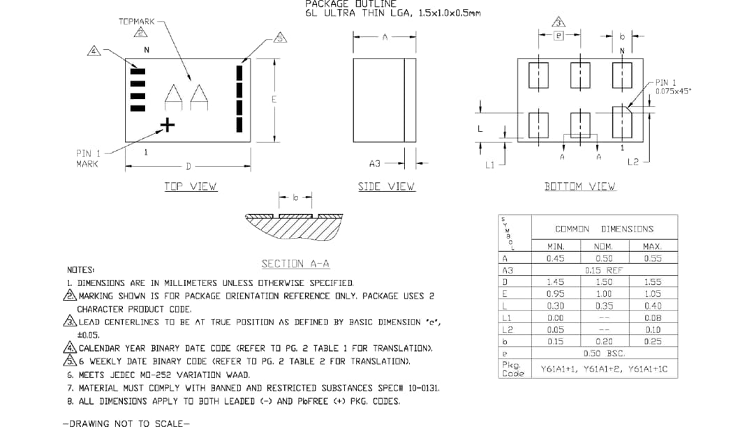 Plan mécanique - Analog Devices / Maxim Integrated Amplificateurs opérationnels de précision MAX40110 et MAX40111