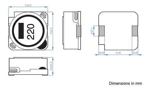 Plan mécanique - TDK Inducteurs fixes SLF