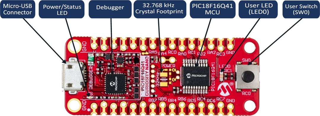 Microchip Technology Kit PIC18F16Q41 Curiosity Nano (EV26Q64A)