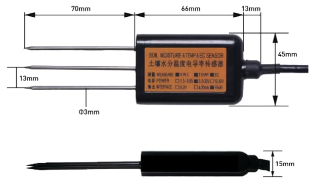 Plan mécanique - Seeed Studio Capteurs de température/humidité du sol MODBUS-RTU RS485