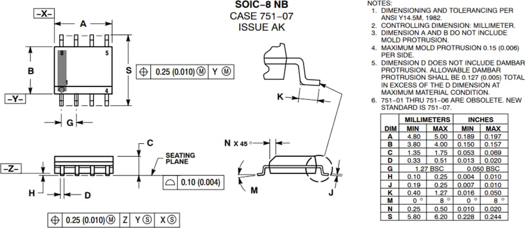 Plan mécanique - onsemi Pilotes de grille IGBT/MOSFET NCD57090 et NCV57090