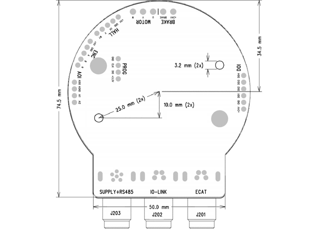 Plan mécanique - Analog Devices / Maxim Integrated Conception de référence TMCM-1617-GRIP-REF