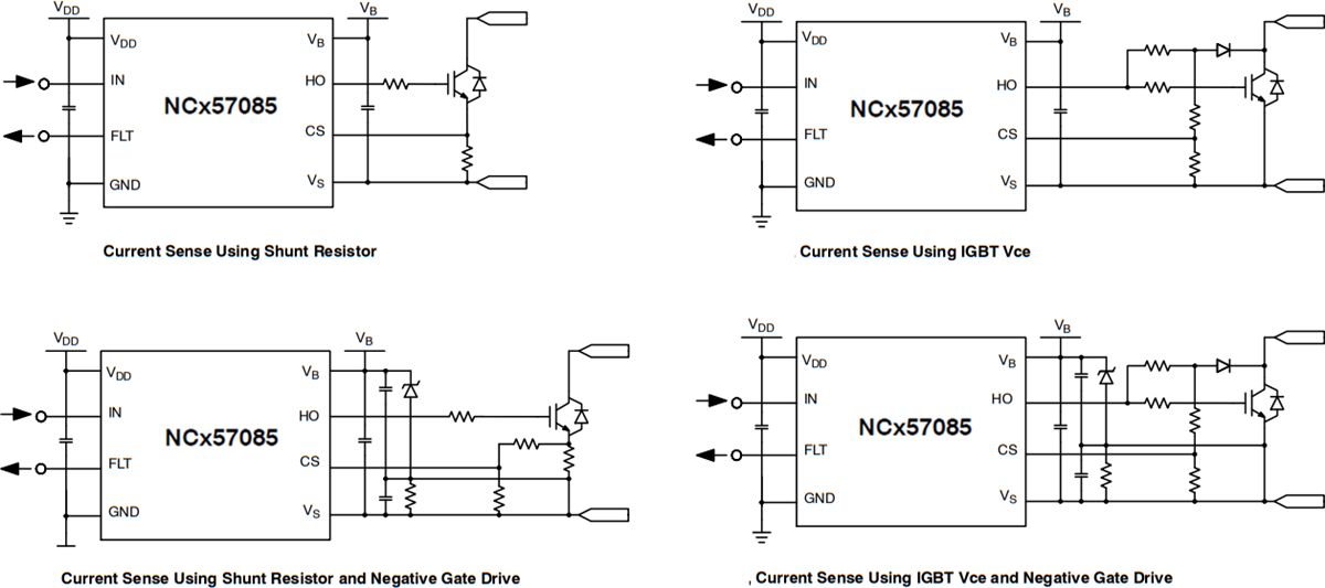 Schéma du circuit d'application - onsemi Pilotes de grille IGBT isolée NCD57085 et NCV57085