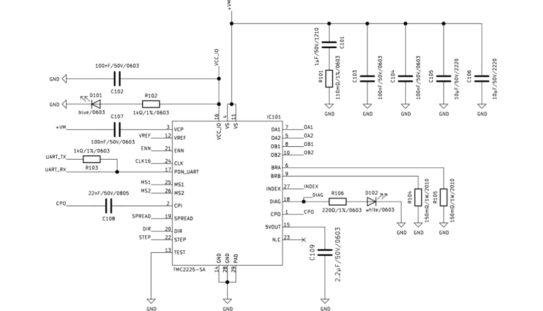 Schéma - Analog Devices / Maxim Integrated Carte détachable TMC2225-BOB