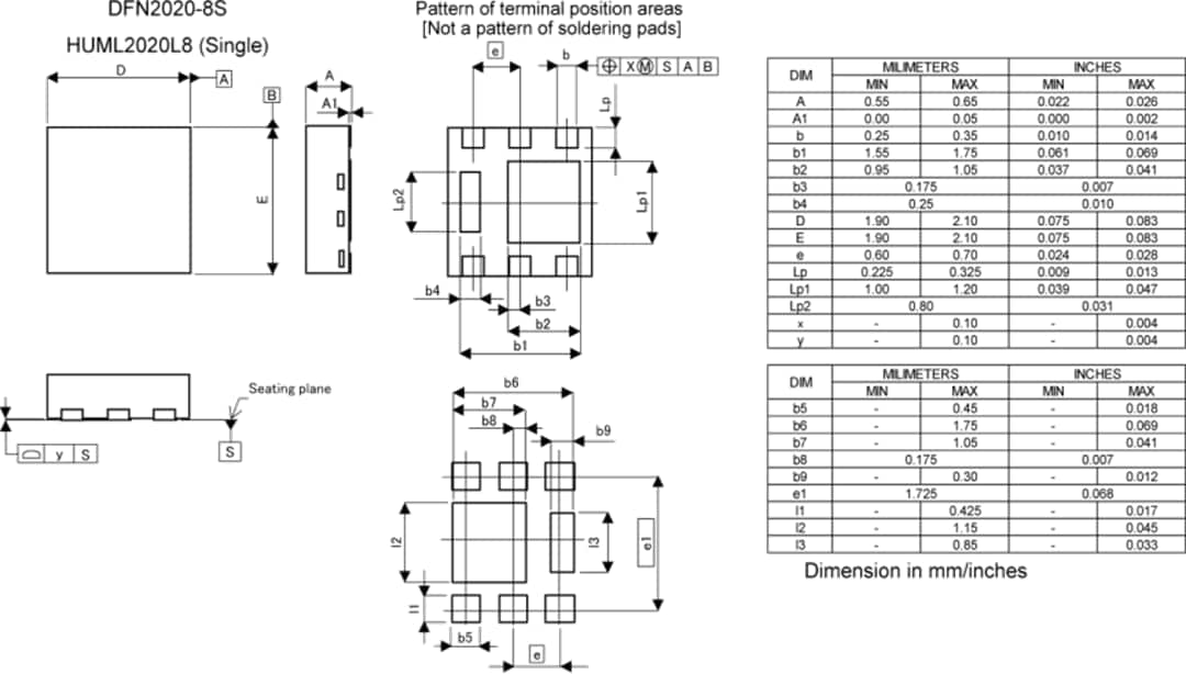 Plan mécanique - ROHM Semiconductor MOSFET de puissance à canal N RF4L070BG 