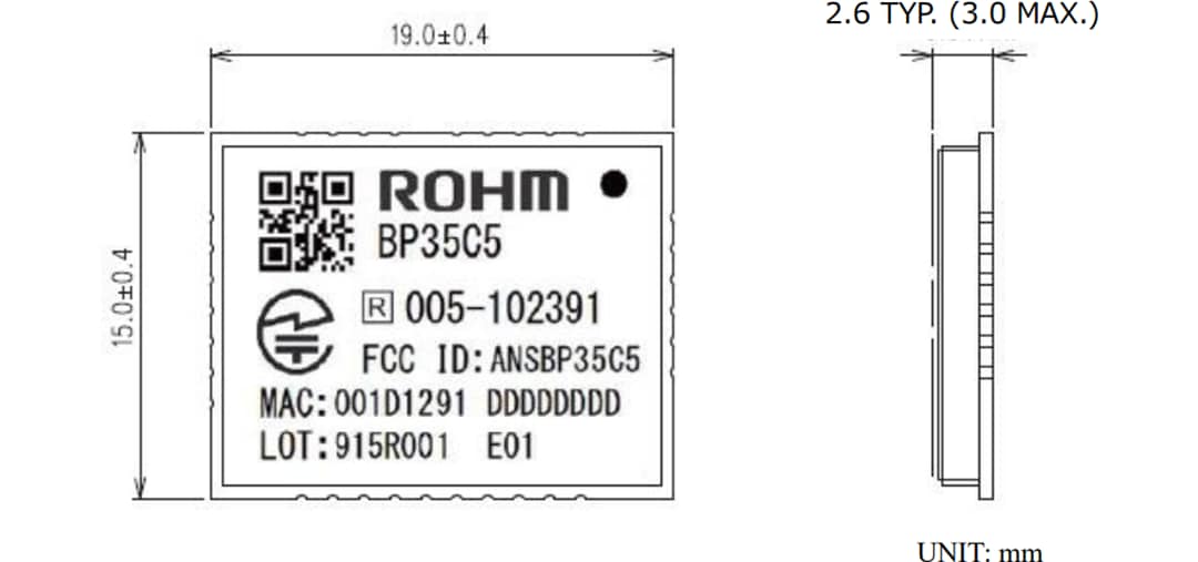Plan mécanique - ROHM Semiconductor Module Wi-SUN BP35C5
