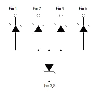 Schéma de principe - Littelfuse Barrettes de diodes TVS SP1064E
