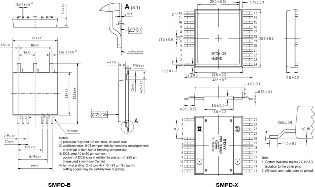 Plan mécanique - IXYS Dispositif de puissance à montage en surface (SMPD)