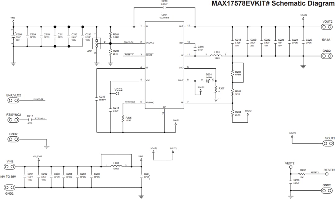 Schéma - Analog Devices / Maxim Integrated Kits d’évaluation MAX17577EVKIT et MAX17578EVKIT