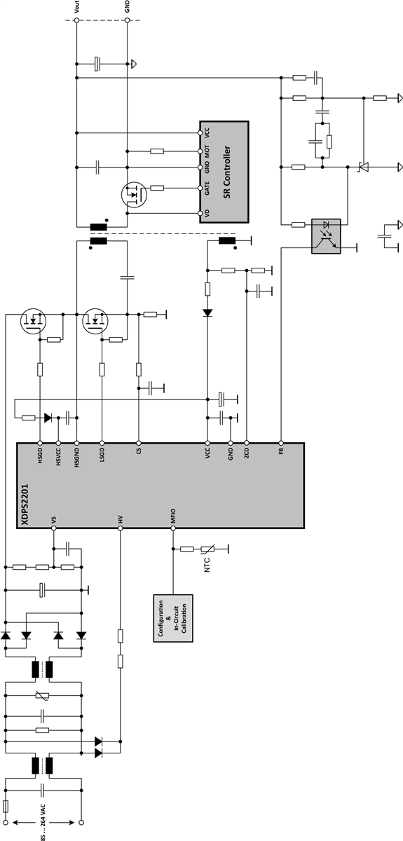 Schéma du circuit d'application - Infineon Technologies Contrôleur Flyback hybride XDPS2201