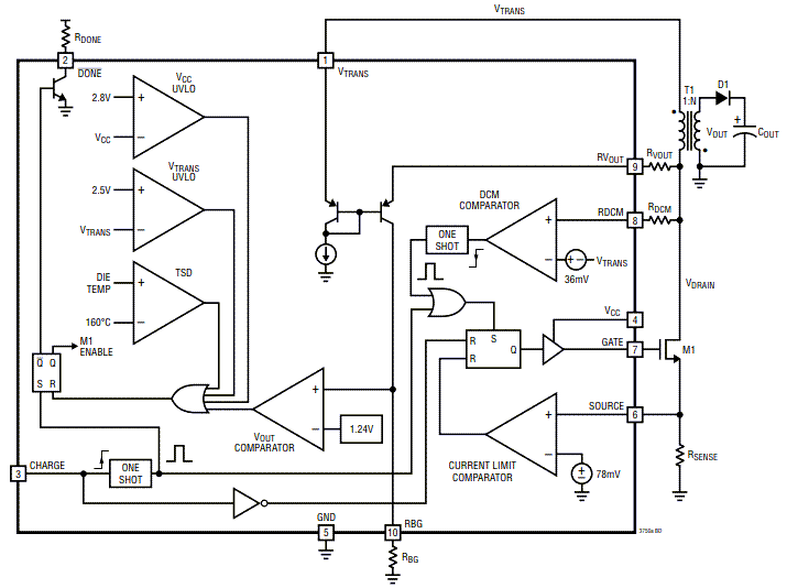 Schéma de principe - Analog Devices Inc. Contrôleurs de chargeur de condensateurs LT3750A