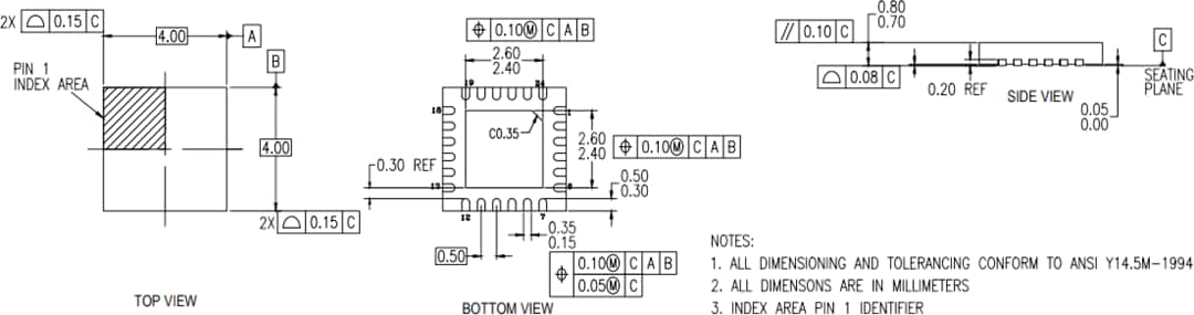 Plan mécanique - Renesas Electronics Synthétiseurs RC22504A et RC32504A FemtoClock® 2
