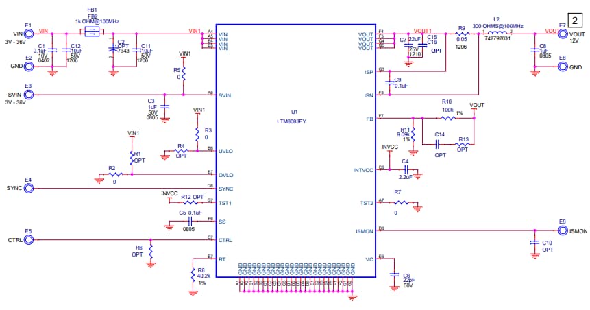 Schéma - Analog Devices Inc. Carte de démonstration LTM8083 DC2859A