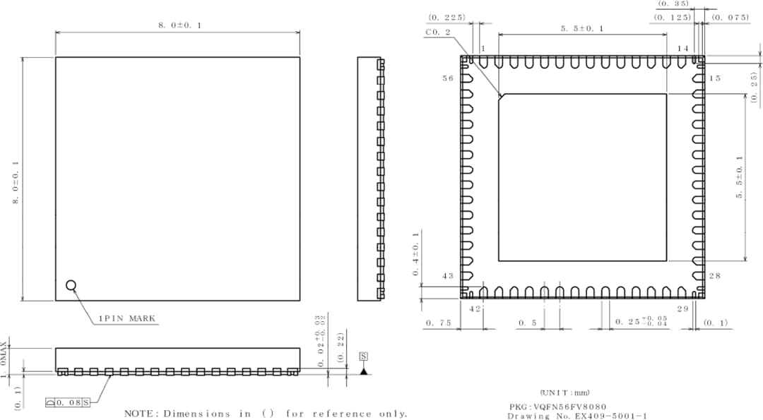 Plan mécanique - ROHM Semiconductor CI de gestion d'alimentation automobile BD9573MUF-M