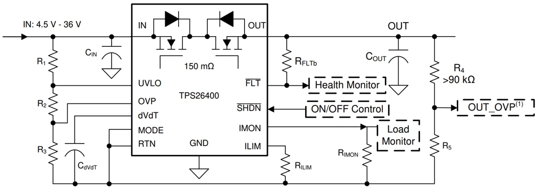 Schéma - Texas Instruments eFuses 2 A 42 V TPS2640