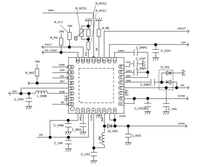 Schéma du circuit d'application - ROHM Semiconductor CI de gestion d'alimentation BM81810MUF-ME2