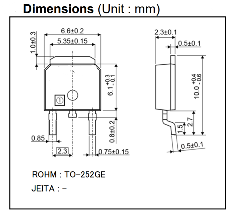 Plan mécanique - ROHM Semiconductor Diodes à récupération super-rapide RFVxBGE6STL
