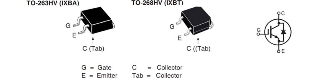 Plan mécanique - IXYS IGBT BiMOSFET™ à conduite inversée IXBx14N300HV