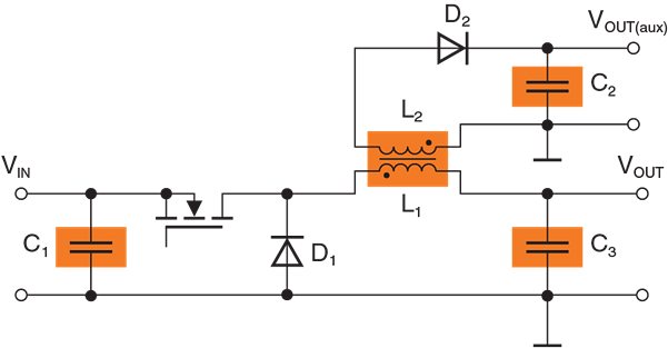 Schéma du circuit d'application - EPCOS / TDK Inducteurs couplés