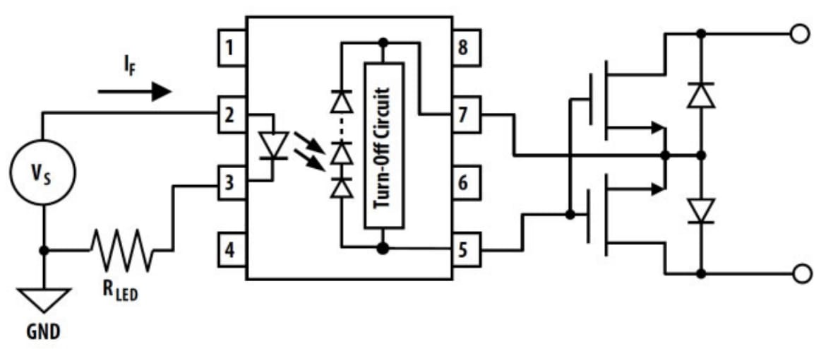 Schéma du circuit d'application - Broadcom Pilote de MOSFET photovoltaïque industriel ACPL-K308U
