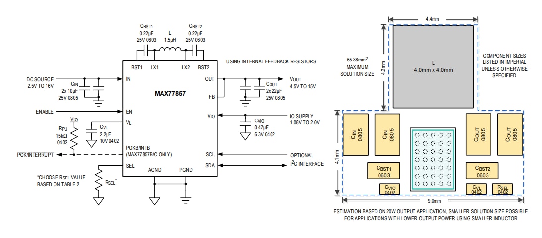 Schéma du circuit d'application - Analog Devices / Maxim Integrated Convertisseurs Buck-Boost MAX77857